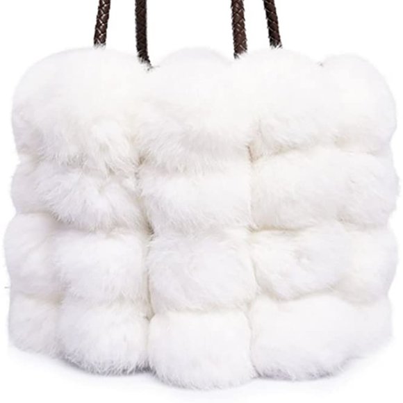 Handbag Drawstring Fur Bag Shoulder Tote Bag